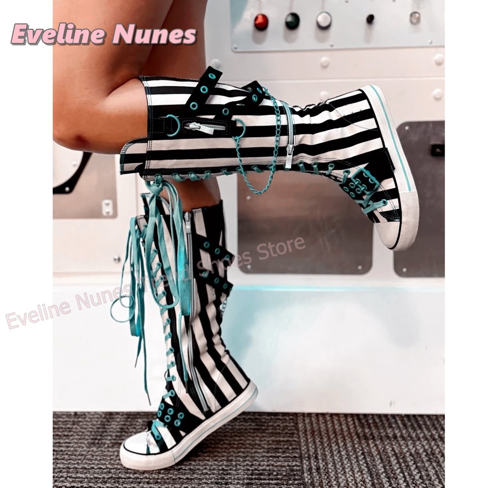 Women'S Fashion Jewellery - Botas de lona a rayas estilo