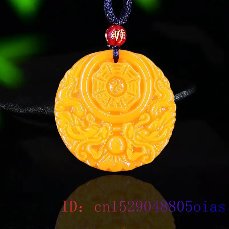 Women'S Fashion Jewellery - Colgante de Dragón de Jade amarillo