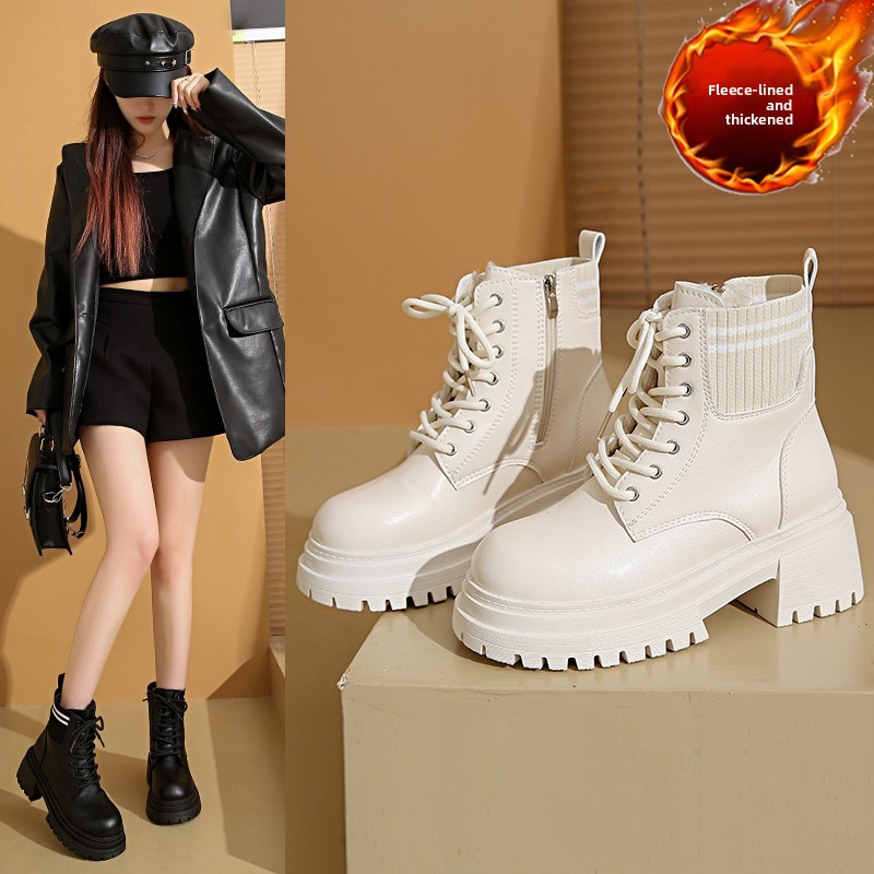 Women'S Fashion Korea - Botas de Tobillo con Tacón Grueso