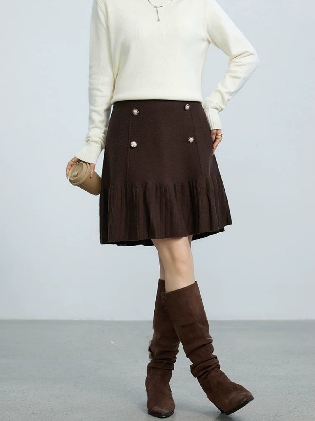 Women Fashion Over The Years - Minifalda de talla grande con corte