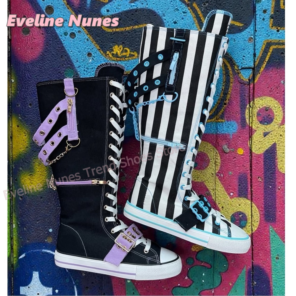 Botas de lona a rayas estilo g - Women'S Fashion Jewellery reseña y precio