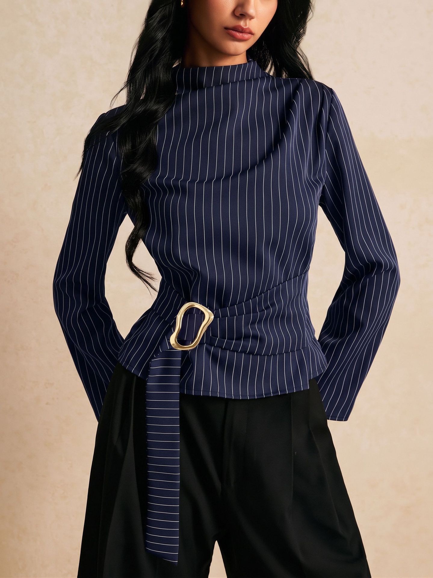 Blusa de manga larga con cuell - Women Fashion Necktie reseña y precio