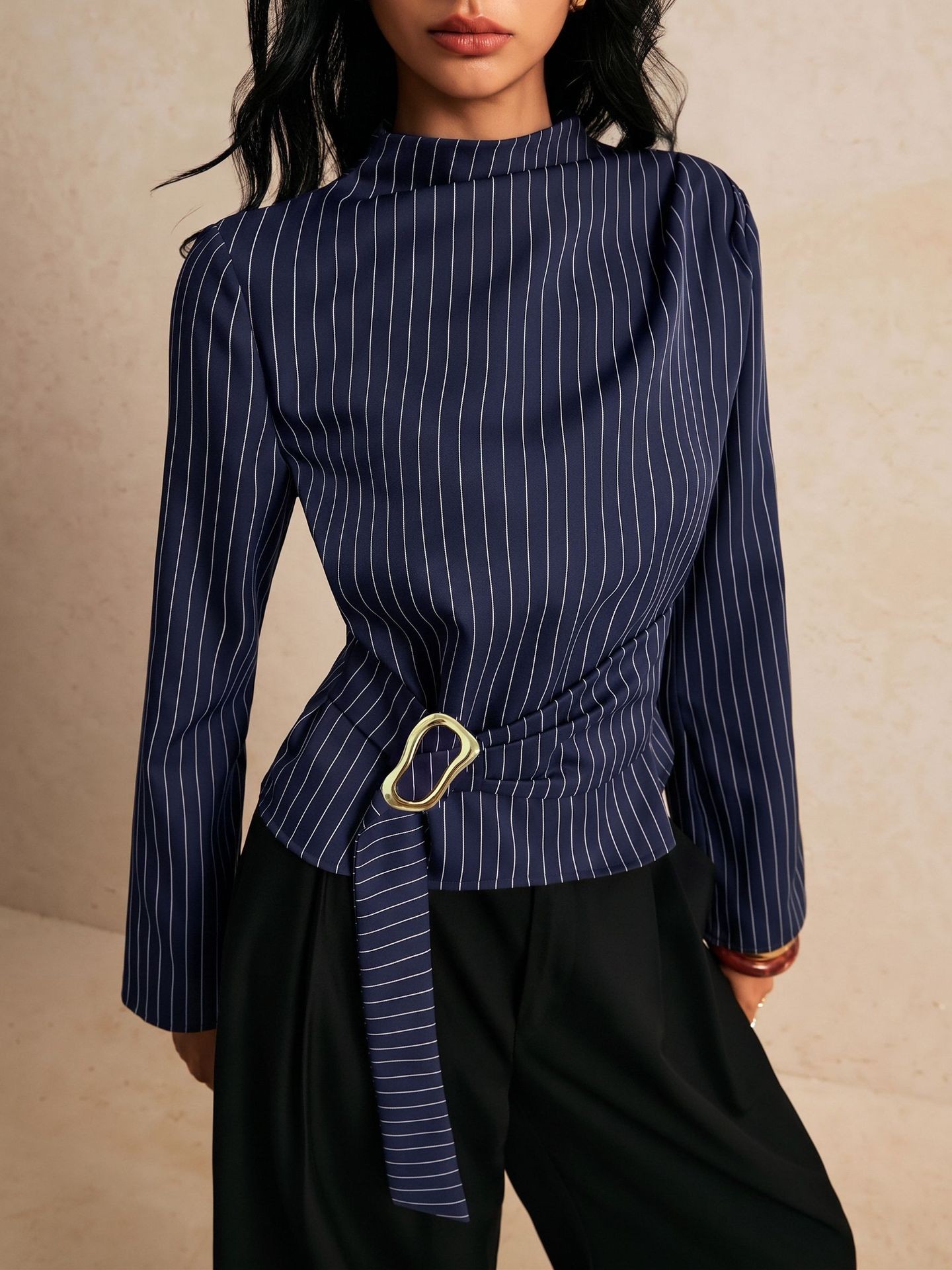 Blusa de manga larga con cuell - Women Fashion Necktie reseña y precio
