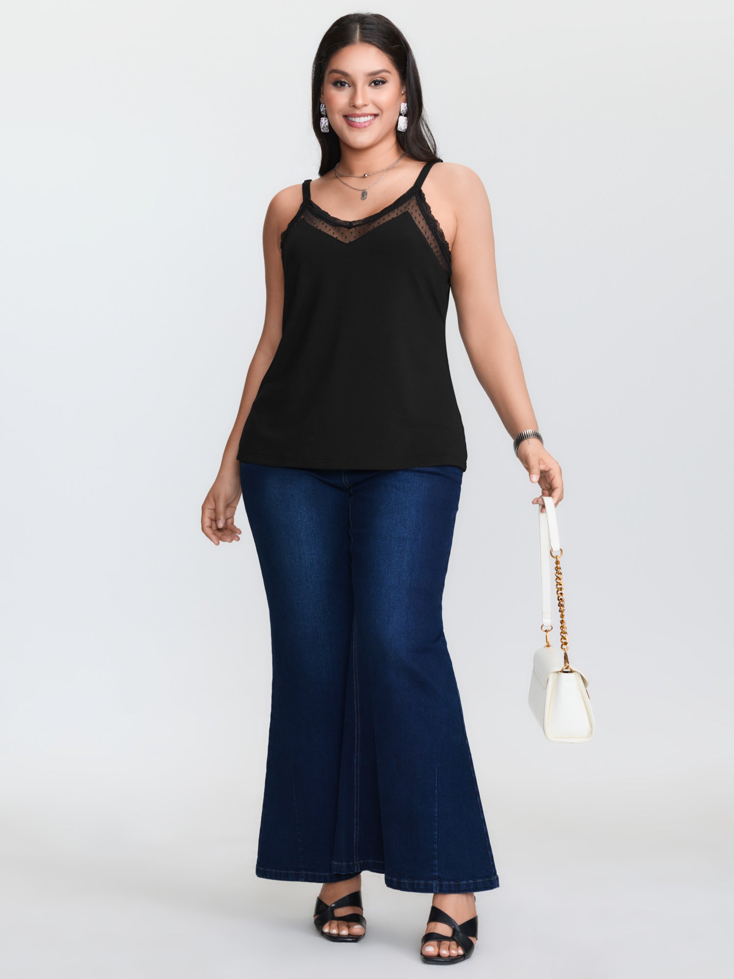 Camisola de punto negra de tal - Lace Trim Cami reseña y precio